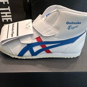 Onitsuka Tiger by Asics Kids' White, Blue, and Red Sneakers